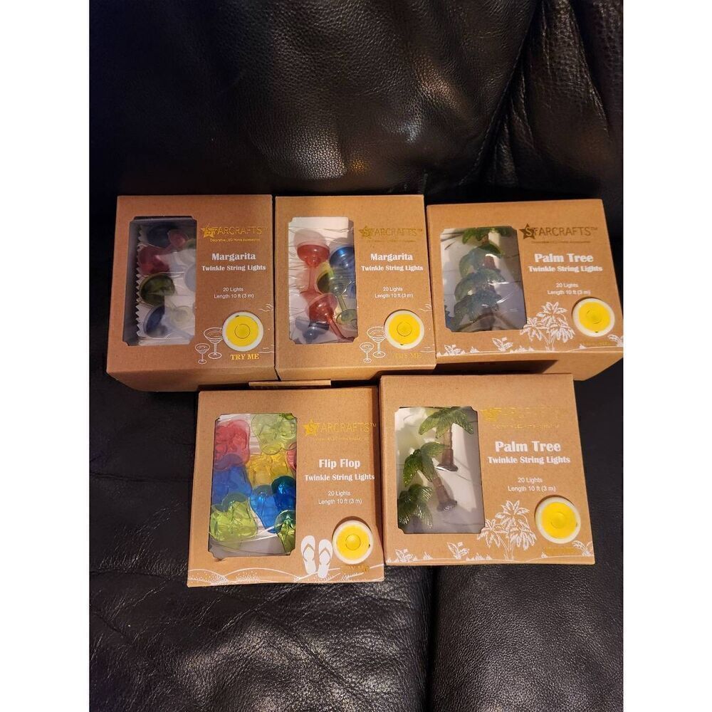 NIB Starcraft Set of 2 mini Margarita glass 10 ft twinkle string lights with 20